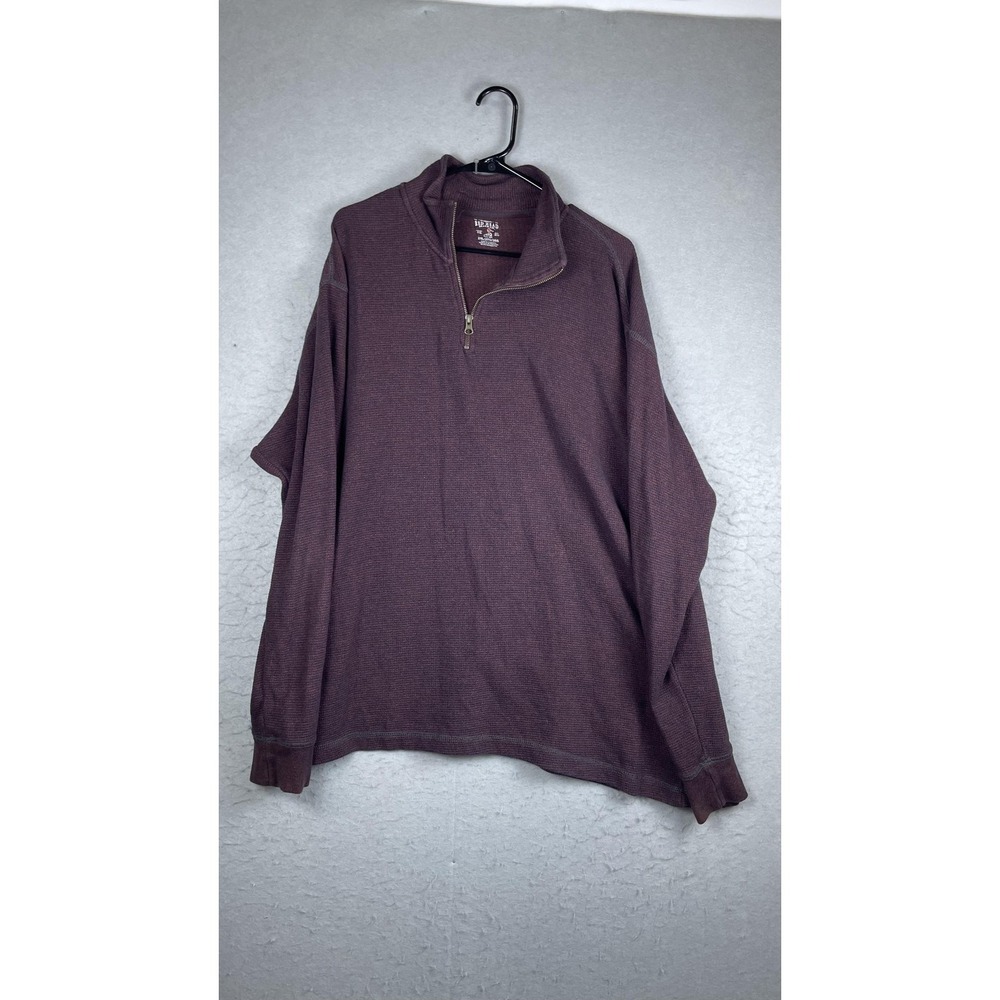RedHead Sweater Mens 2XL Red Quarter Zip Mock‎ Neck Thermal Waffle Knit Pullover